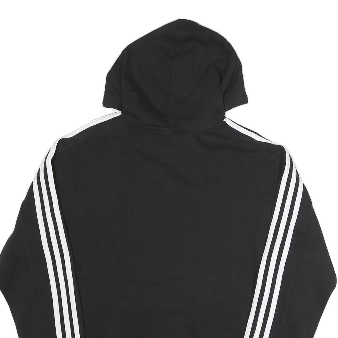ADIDAS Mens Black Hoodie S Cotton Blend Pullover Logo Striped Sport Casual