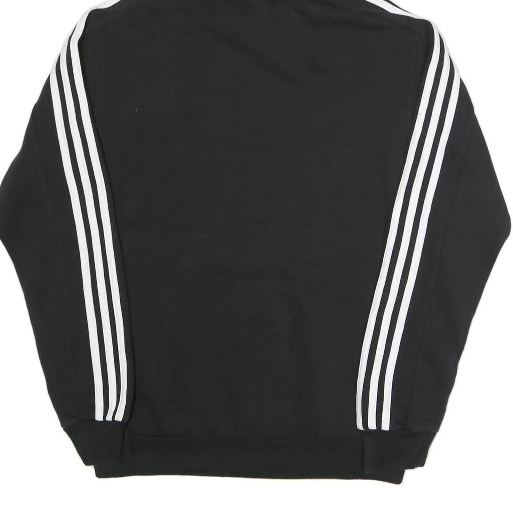 ADIDAS Mens Black Hoodie S Cotton Blend Pullover Logo Striped Sport Casual