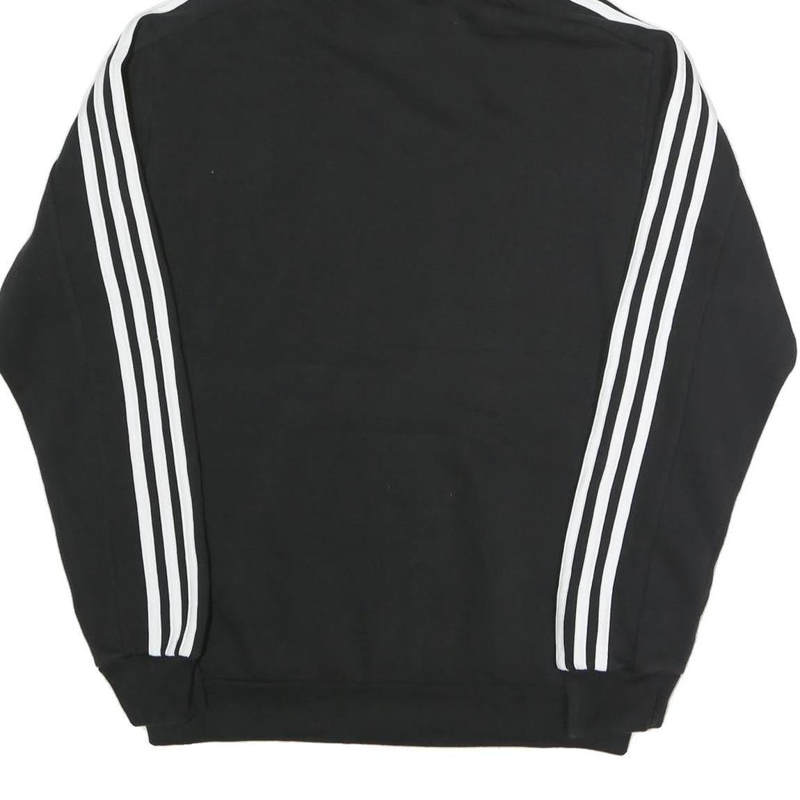 ADIDAS Mens Black Hoodie S Cotton Blend Pullover Logo Striped Sport Casual