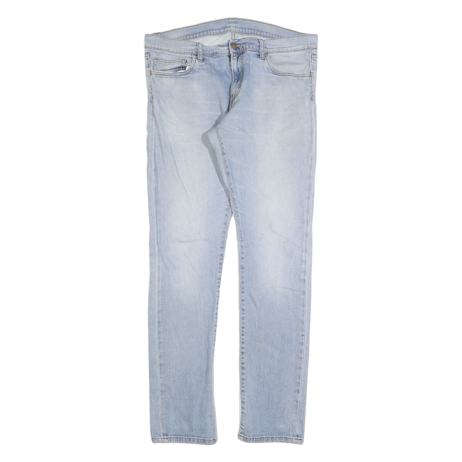 CARHARTT Mens Slim Light Blue Denim Jeans W36 L34 Zip Closure Pockets