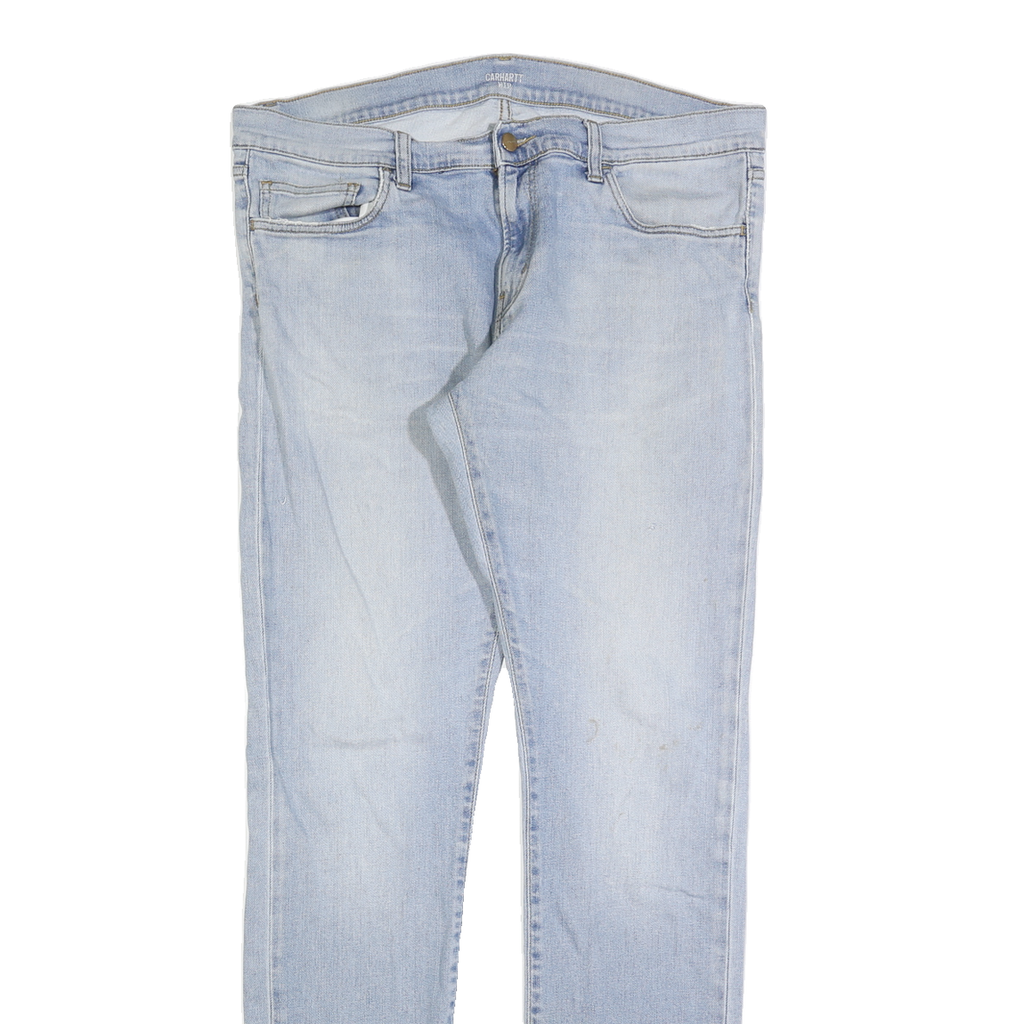 CARHARTT Mens Slim Light Blue Denim Jeans W36 L34 Zip Closure Pockets