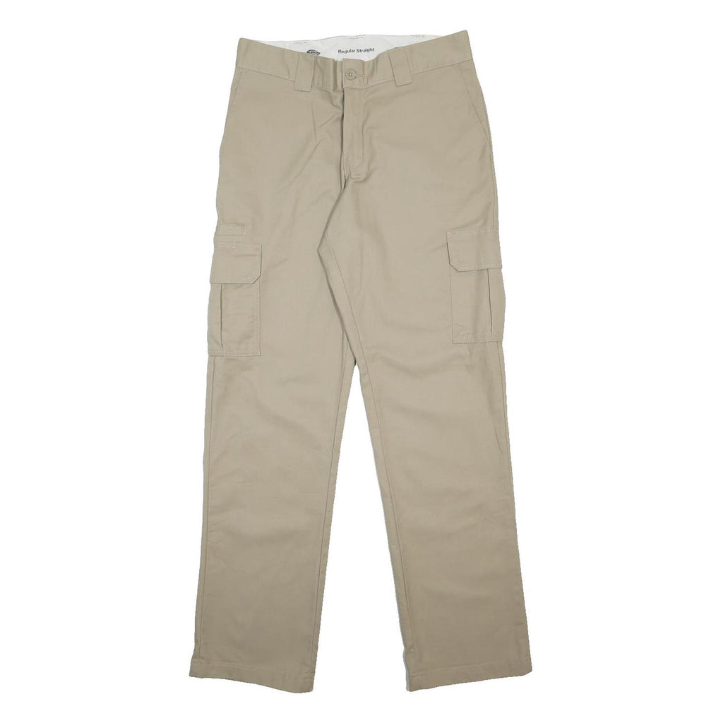 DICKIES Mens Regular Beige Cargo Trousers W32 L33 Zip Regular Fit Straight Leg