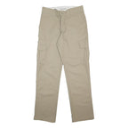 DICKIES Mens Regular Beige Cargo Trousers W32 L33 Zip Regular Fit Straight Leg