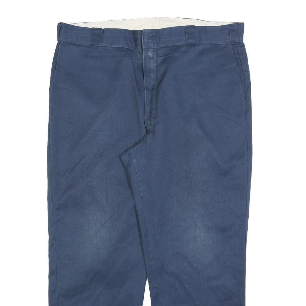 DICKIES Mens Relaxed Navy Blue Cotton Blend Trousers W40 L30 Workwear Zip