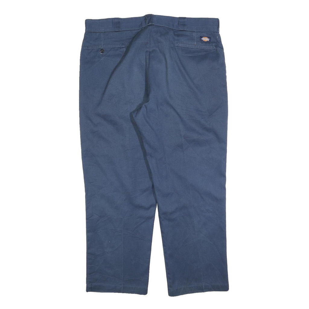 DICKIES Mens Relaxed Navy Blue Cotton Blend Trousers W40 L30 Workwear Zip