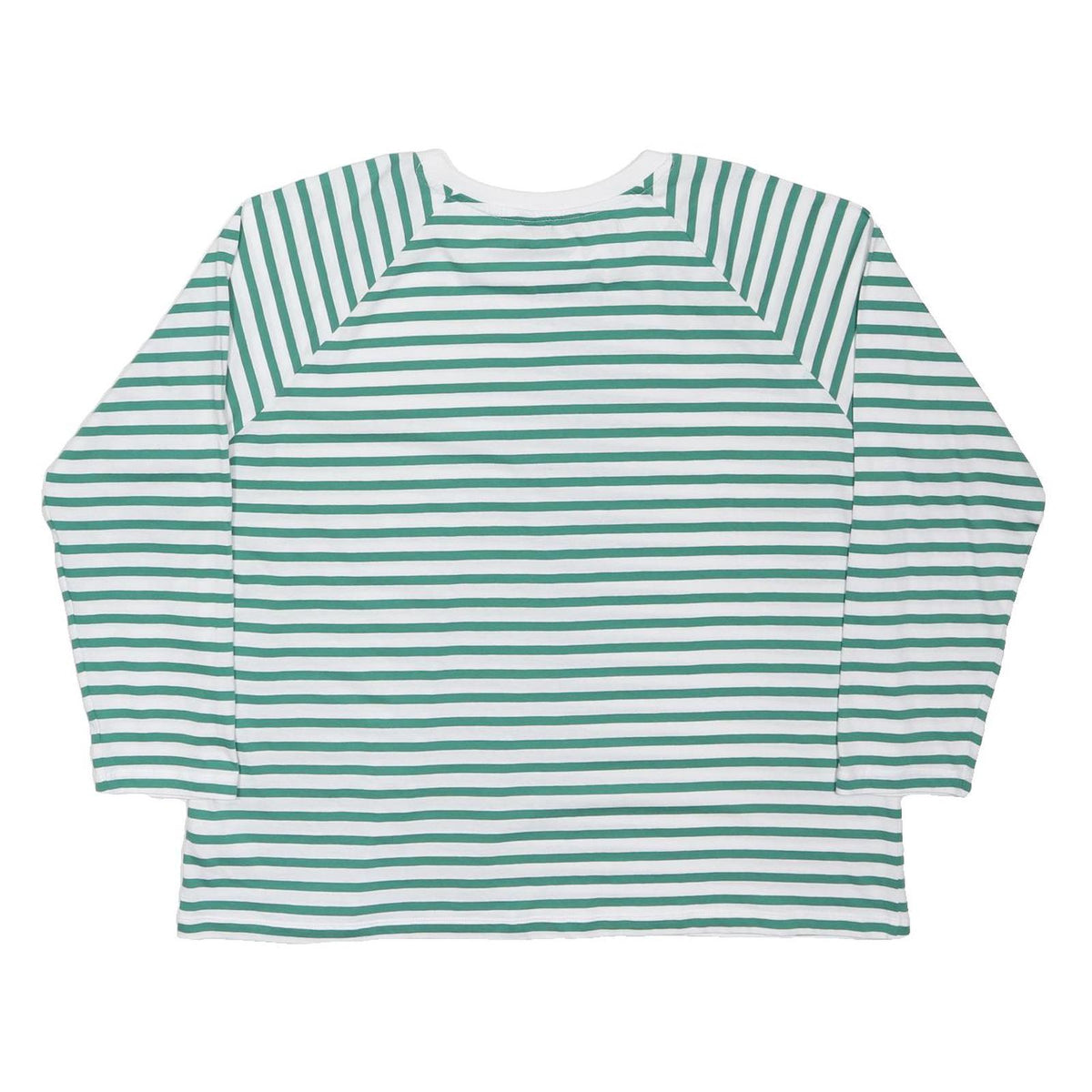 M&S Womens Green & White Striped Basic Top Long Sleeve Round Neck UK 20 Casual