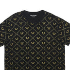 TRUE RELIGION Womens Black & Gold Graphic T-Shirt 2XL Short Sleeve Crew Neck All