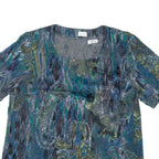 Womens Printed Top Blue Crazy Pattern M