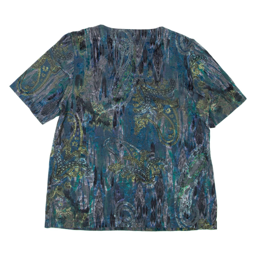 Womens Printed Top Blue Crazy Pattern M