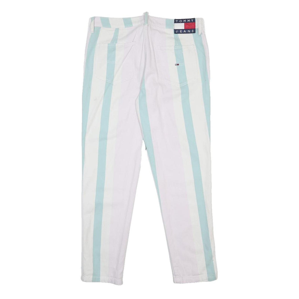 TOMMY JEANS Womens Slim White Blue Stripe Denim Jeans W30 L27 Stylish Casual