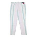TOMMY JEANS Womens Slim White Blue Stripe Denim Jeans W30 L27 Stylish Casual