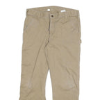 CARHARTT Mens Relaxed Beige Cotton Blend Trousers W34 L30 Workwear Zip Closure