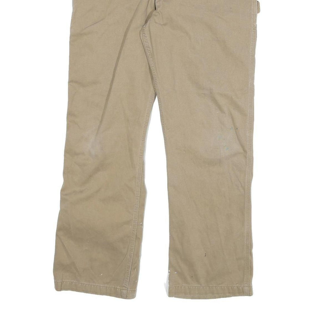 CARHARTT Mens Relaxed Beige Cotton Blend Trousers W34 L30 Workwear Zip Closure