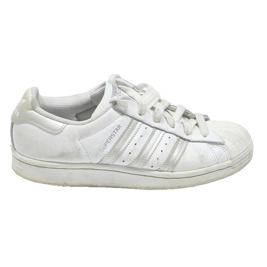 ADIDAS Superstar Womens Lace-Up Trainers White Leather UK 3.5 Classic