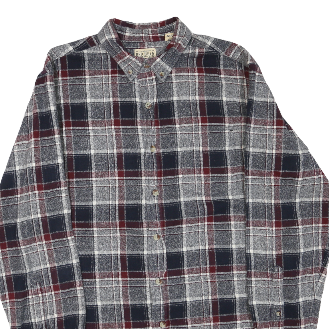 RED HEAD Mens Navy & Maroon Check Cotton Blend Shirt L Casual Button-Down