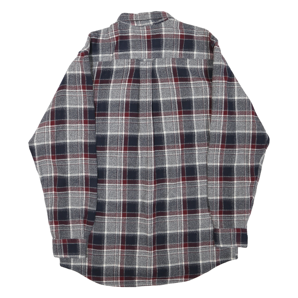 RED HEAD Mens Navy & Maroon Check Cotton Blend Shirt L Casual Button-Down