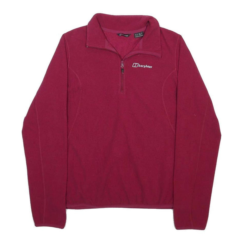 BERGHAUS Womens Maroon Plain Jumper 1/4 Zip Regular Fit Polyester UK 12