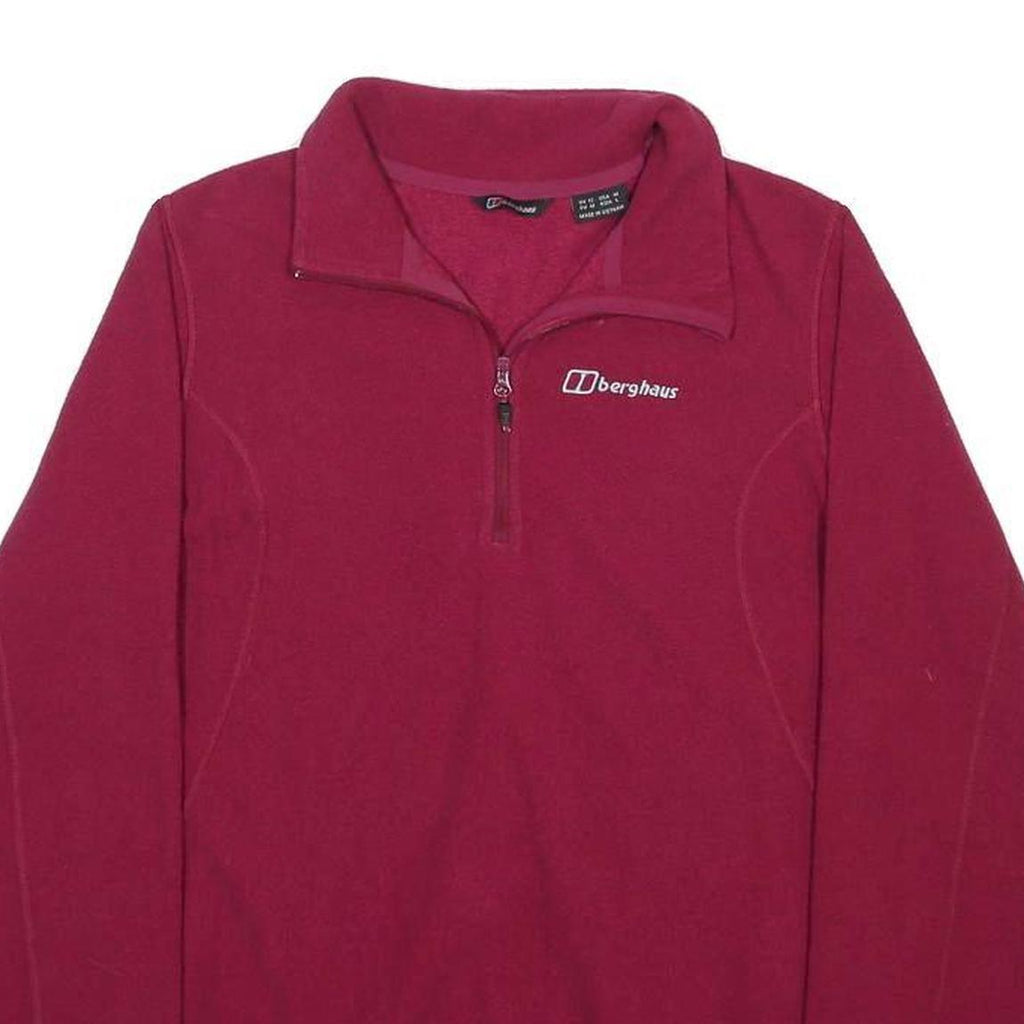 BERGHAUS Womens Maroon Plain Jumper 1/4 Zip Regular Fit Polyester UK 12