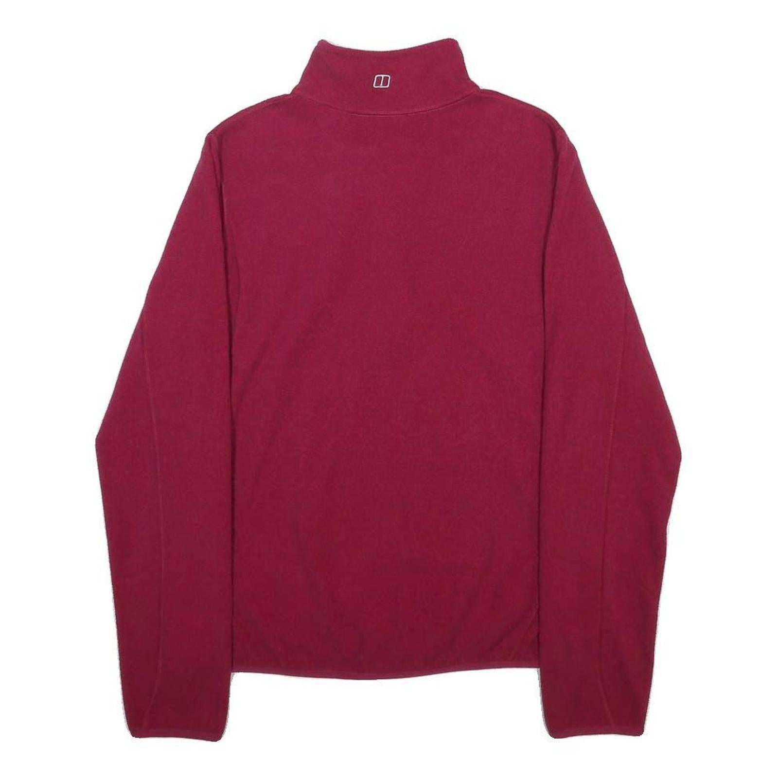 BERGHAUS Womens Maroon Plain Jumper 1/4 Zip Regular Fit Polyester UK 12