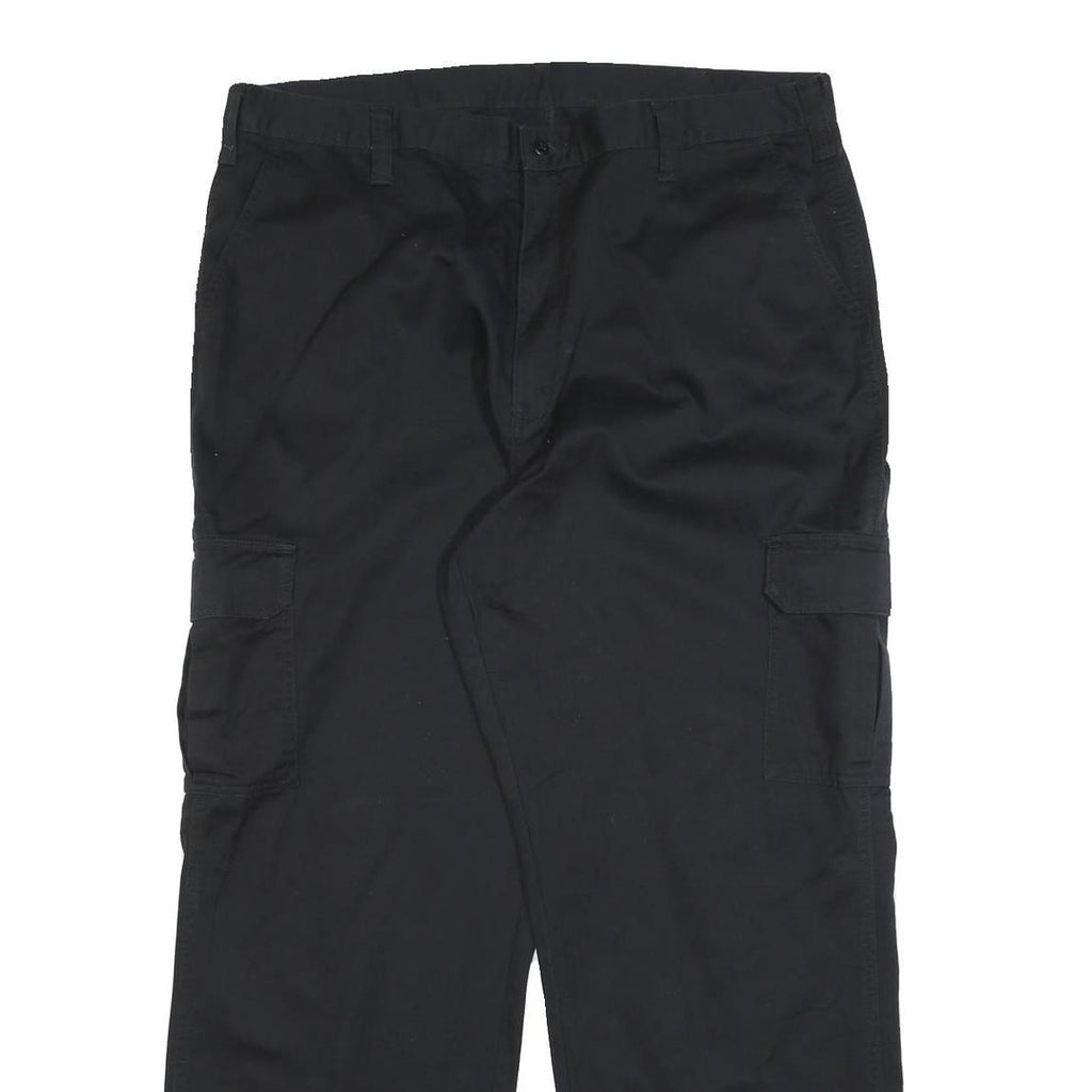 DICKIES Mens Cotton Blend Black Relaxed Cargo Trousers W40 L31 Workwear