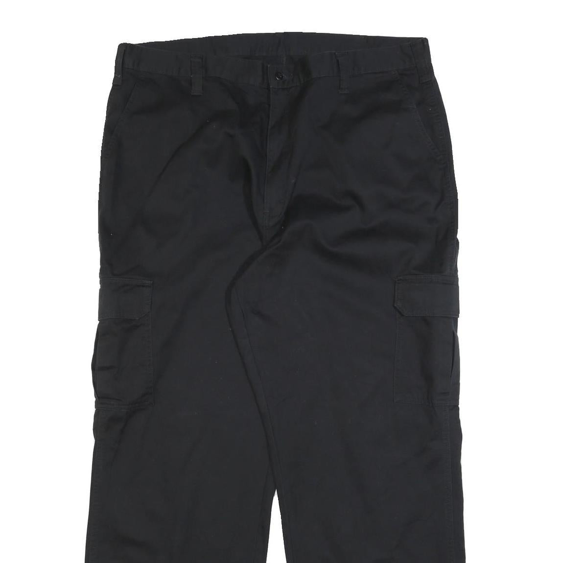 DICKIES Mens Cotton Blend Black Relaxed Cargo Trousers W40 L31 Workwear