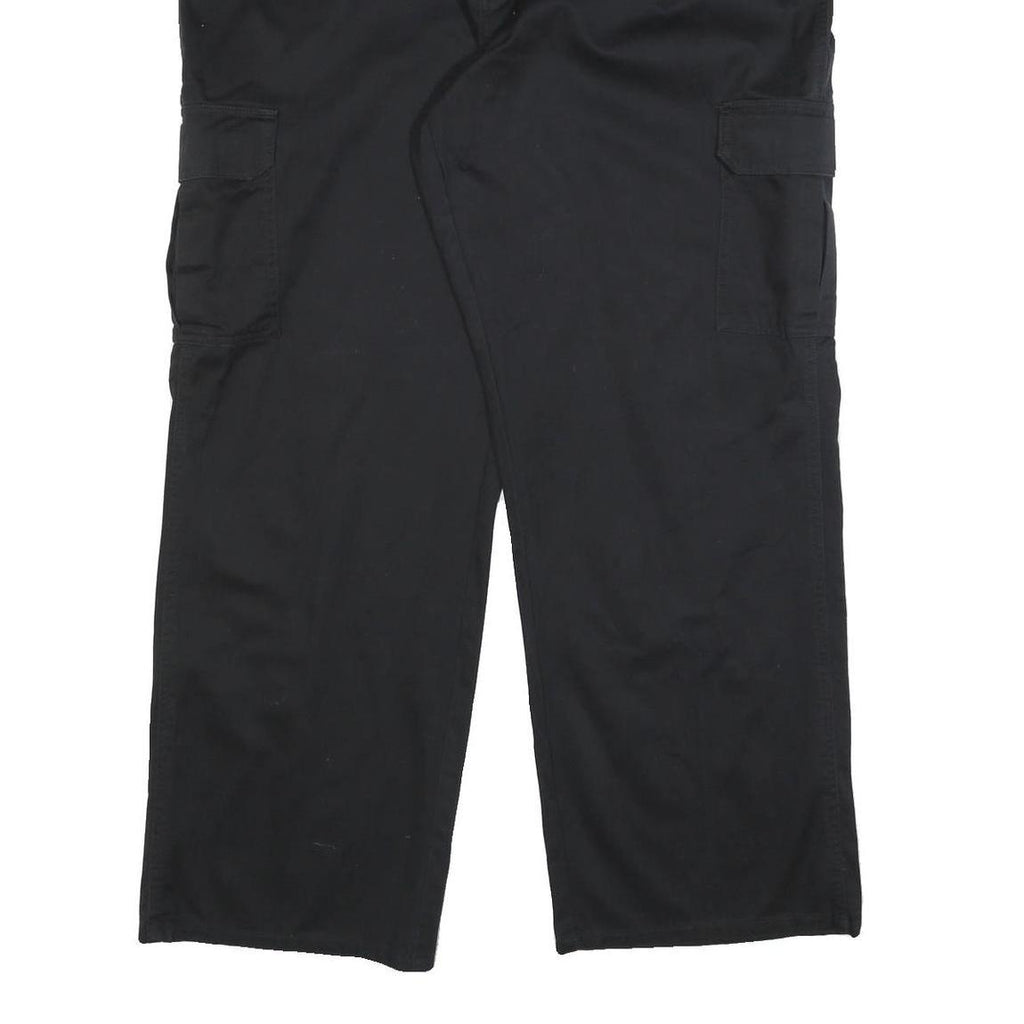 DICKIES Mens Cotton Blend Black Relaxed Cargo Trousers W40 L31 Workwear