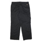 DICKIES Mens Cotton Blend Black Relaxed Cargo Trousers W40 L31 Workwear