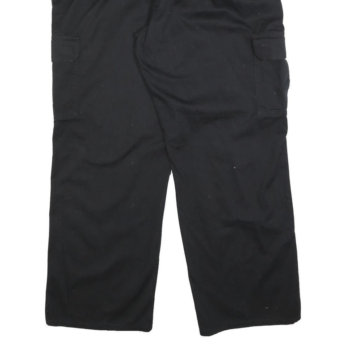 DICKIES Mens Cotton Blend Black Relaxed Cargo Trousers W40 L31 Workwear