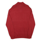 NAUTICA Mens Red Plain Jumper 1/4 Zip Crew Neck Basic Knit L Cotton Blend Casual