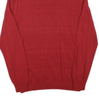 NAUTICA Mens Red Plain Jumper 1/4 Zip Crew Neck Basic Knit L Cotton Blend Casual