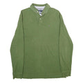 TOMMY HILFIGER Mens Green Long Sleeve Plain Polo Shirt L Cotton Classic Fit