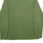 TOMMY HILFIGER Mens Green Long Sleeve Plain Polo Shirt L Cotton Classic Fit