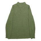 TOMMY HILFIGER Mens Green Long Sleeve Plain Polo Shirt L Cotton Classic Fit