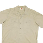 DICKIES Mens Beige Workwear Shirt XL Cotton Blend Utility Button Pocket