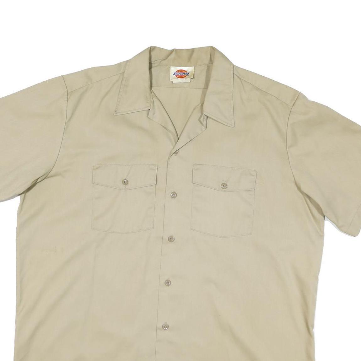 DICKIES Mens Beige Workwear Shirt XL Cotton Blend Utility Button Pocket