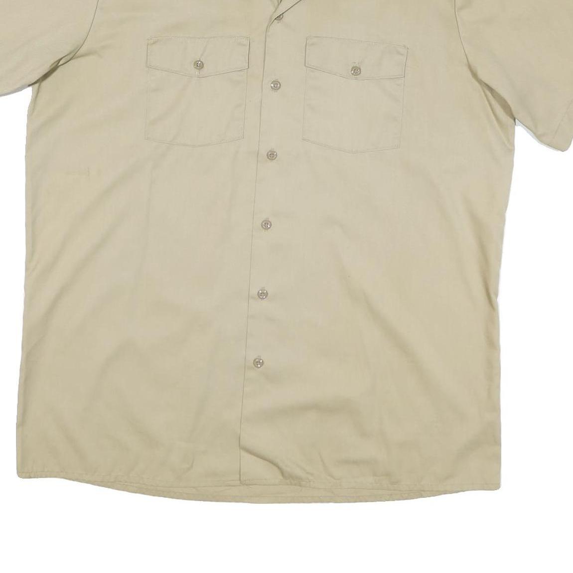 DICKIES Mens Beige Workwear Shirt XL Cotton Blend Utility Button Pocket