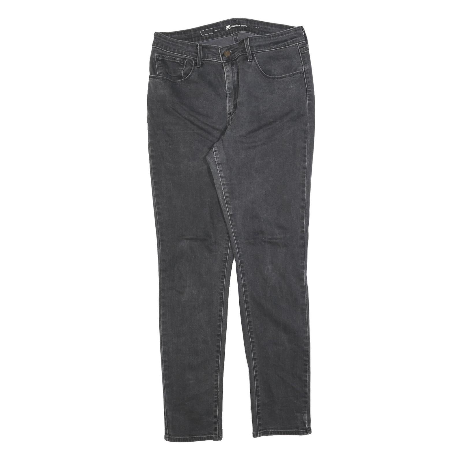 LEVI'S Womens Slim Black Denim Raw Slim Leg Jeans W30 L32 Skinny Stretch