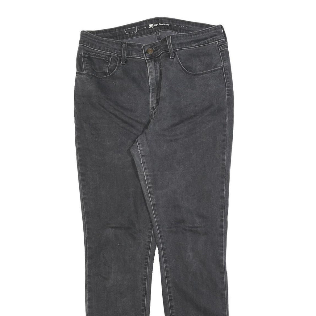 LEVI'S Womens Slim Black Denim Raw Slim Leg Jeans W30 L32 Skinny Stretch
