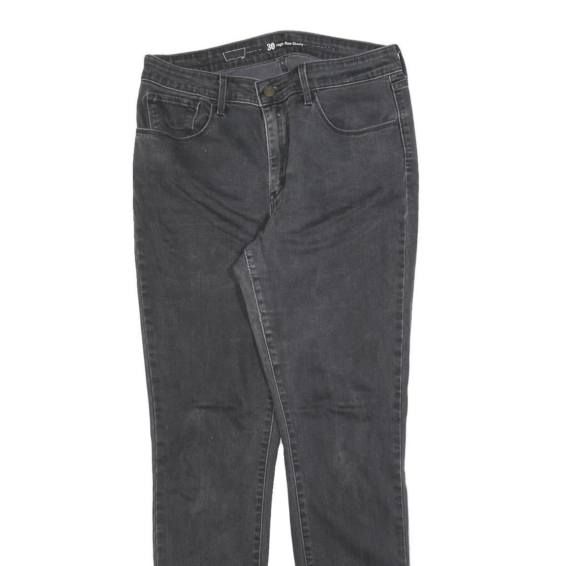 LEVI'S Womens Slim Black Denim Raw Slim Leg Jeans W30 L32 Skinny Stretch