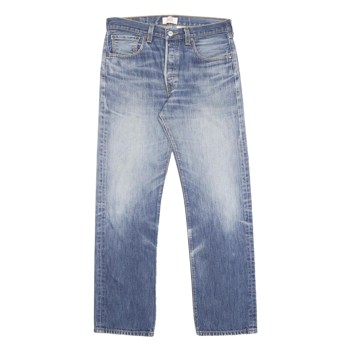LEVI'S 501 Mens Jeans Blue Regular Straight Denim Medium W32 L32 Classic Fit