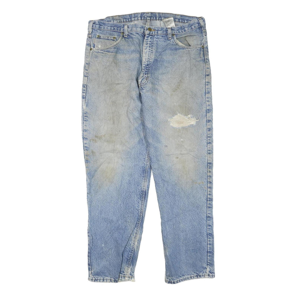 CARHARTT Mens Regular Fit Blue Denim Straight Leg Jeans W38 L32 Distressed