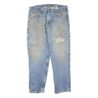 CARHARTT Mens Regular Fit Blue Denim Straight Leg Jeans W38 L32 Distressed