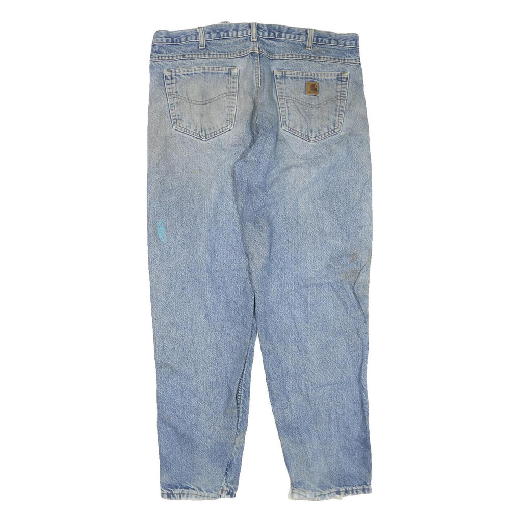 CARHARTT Mens Regular Fit Blue Denim Straight Leg Jeans W38 L32 Distressed