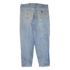 CARHARTT Mens Regular Fit Blue Denim Straight Leg Jeans W38 L32 Distressed
