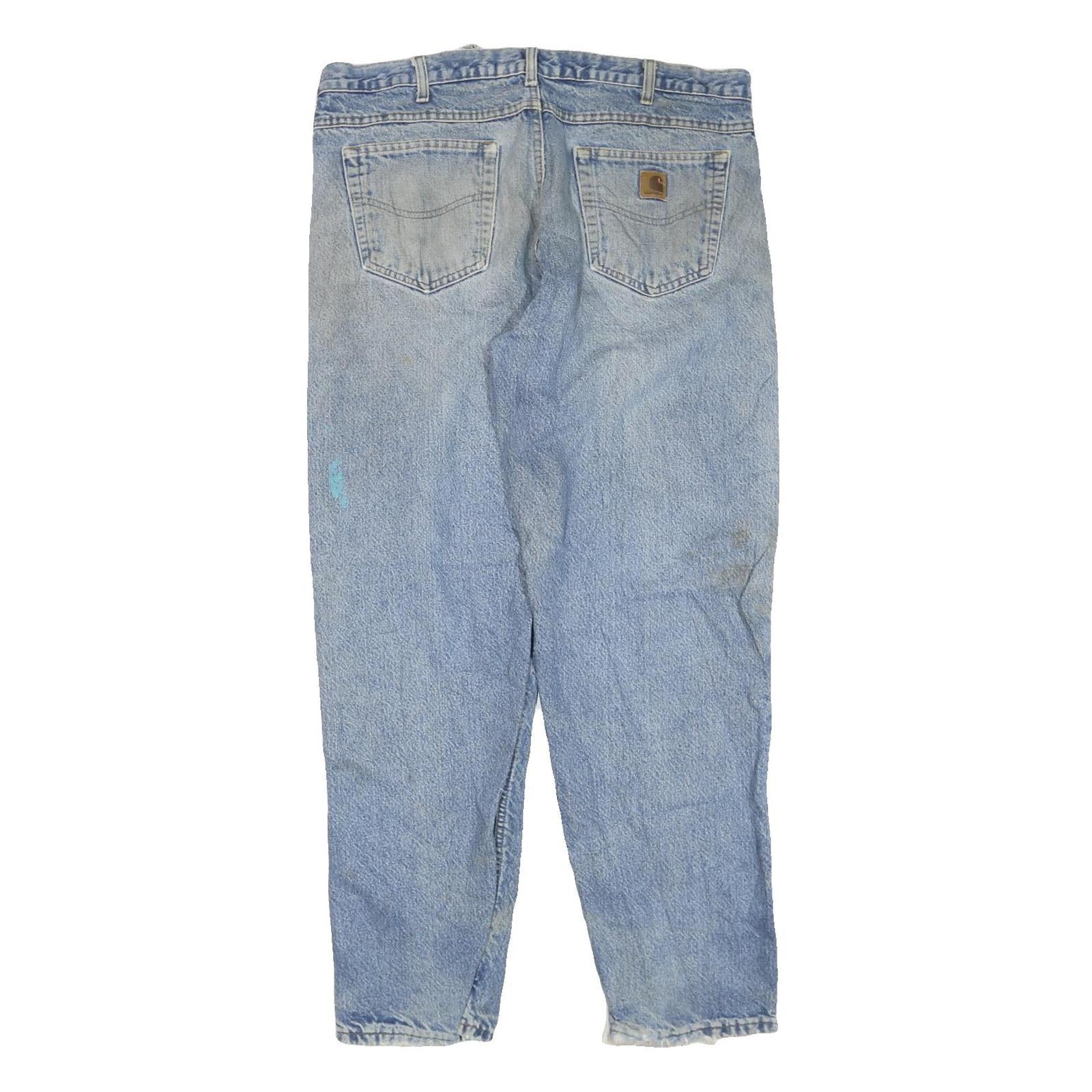 CARHARTT Mens Regular Fit Blue Denim Straight Leg Jeans W38 L32 Distressed
