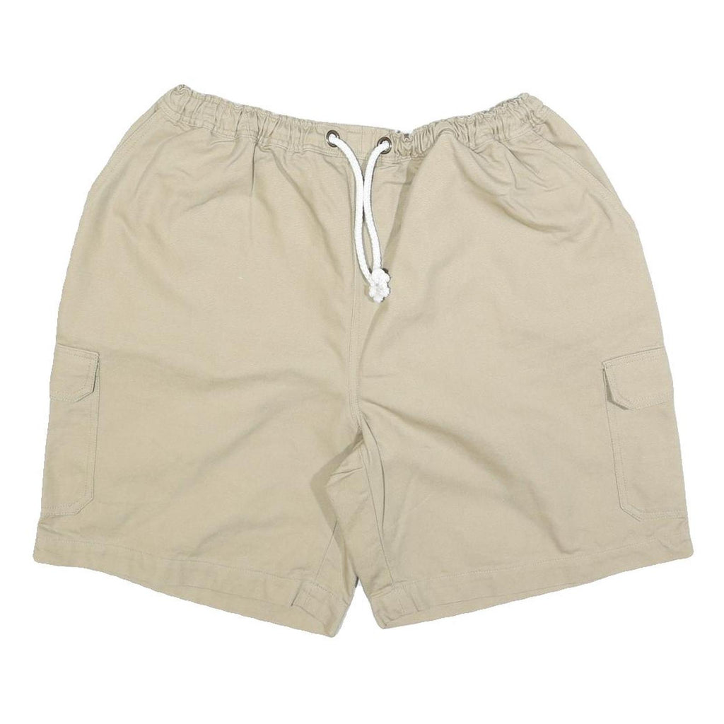 Mens Beige Casual Cargo Shorts L W34 Cotton Blend Comfortable Pockets