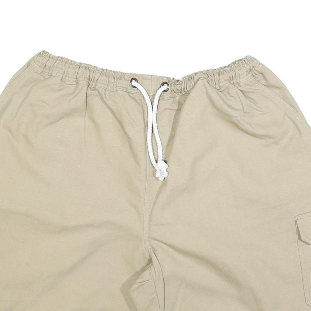 Mens Beige Casual Cargo Shorts L W34 Cotton Blend Comfortable Pockets