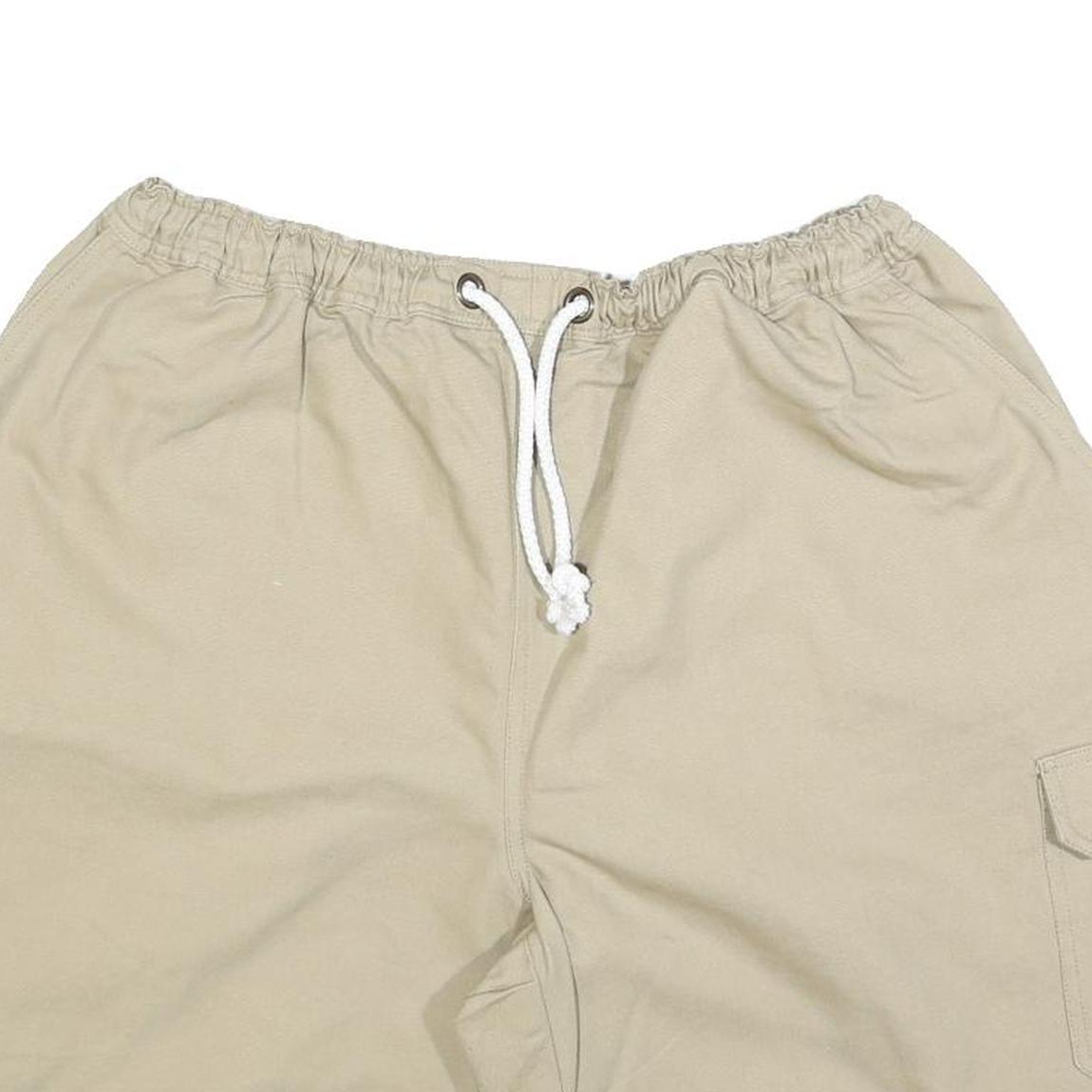 Mens Beige Casual Cargo Shorts L W34 Cotton Blend Comfortable Pockets