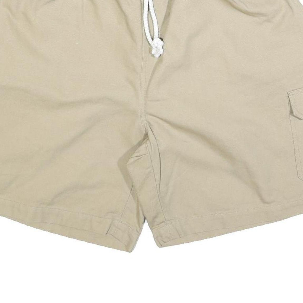 Mens Beige Casual Cargo Shorts L W34 Cotton Blend Comfortable Pockets
