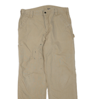CARHARTT Mens Beige Regular Fit Straight Trousers Cotton Blend W38 L33 Workwear